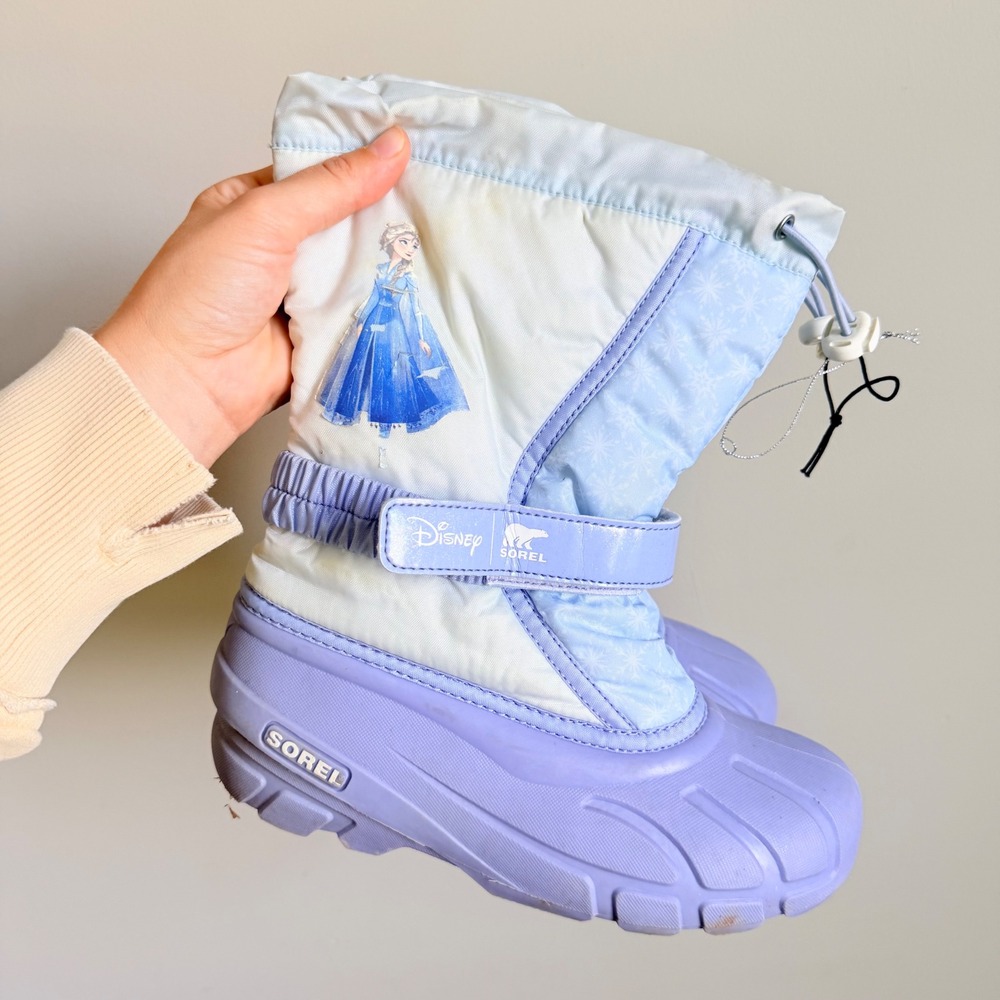 Sorel Disney Frozen Elsa Snow Boots Kids Purple Blue Waterproof Winter Girls 5